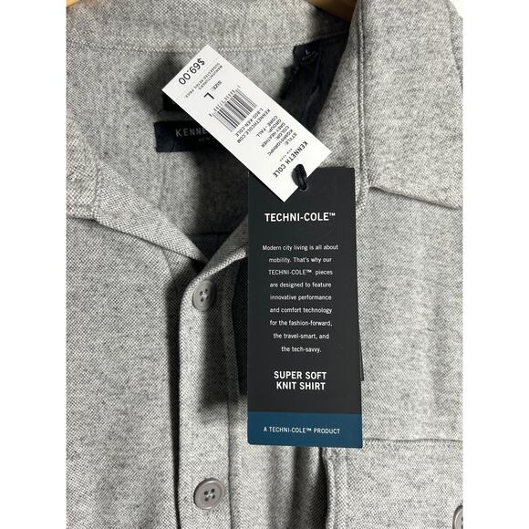 Kenneth Cole Button Up Super Soft Knit Shirt Size L NWT - Picture 5 of 11